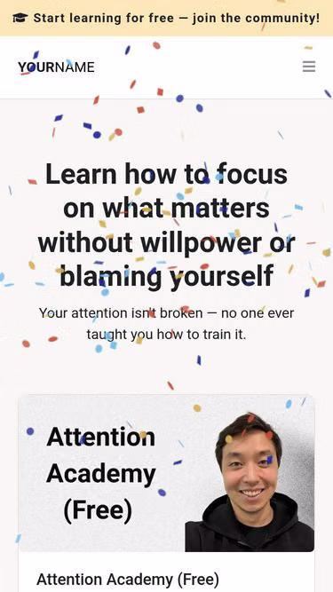 Screenshot of attention.academy