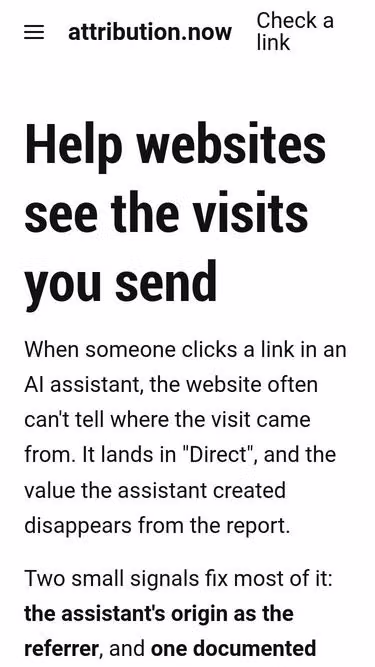Screenshot of attribution.now