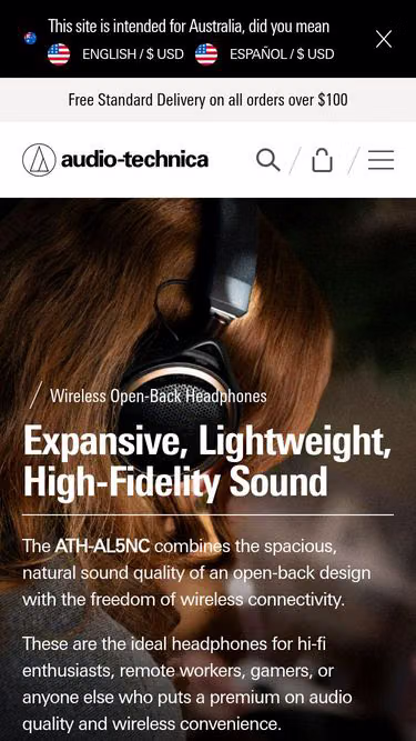 Screenshot of audio-technica.au