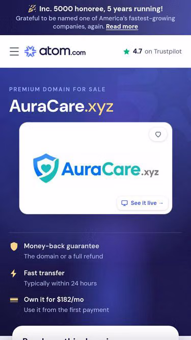 Screenshot of auracare.xyz