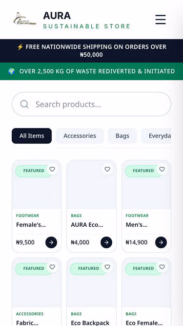 Screenshot of aurastore.ng