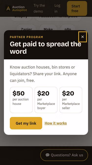 Screenshot of autopilot.auction