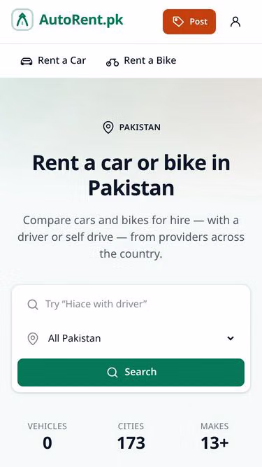 Screenshot of autorent.pk