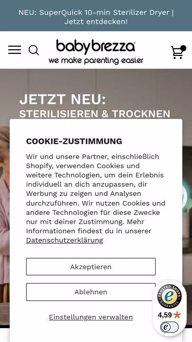 Screenshot of babybrezza.de