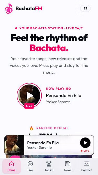 Screenshot of bachata.fm