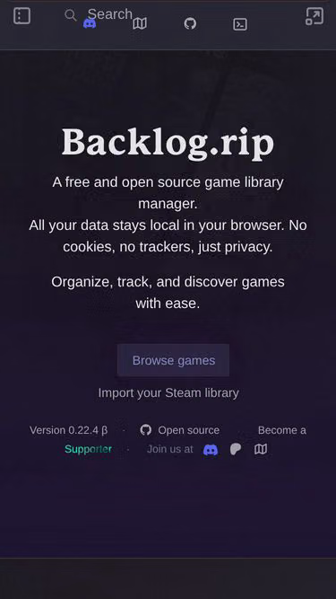Screenshot of backlog.rip