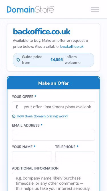 Screenshot of backoffice.co.uk