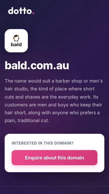 Screenshot of bald.com.au