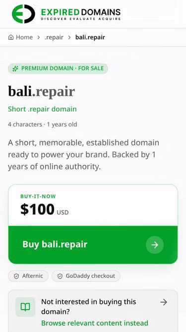 Screenshot of bali.repair