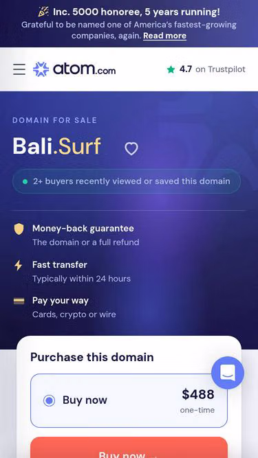 Screenshot of bali.surf