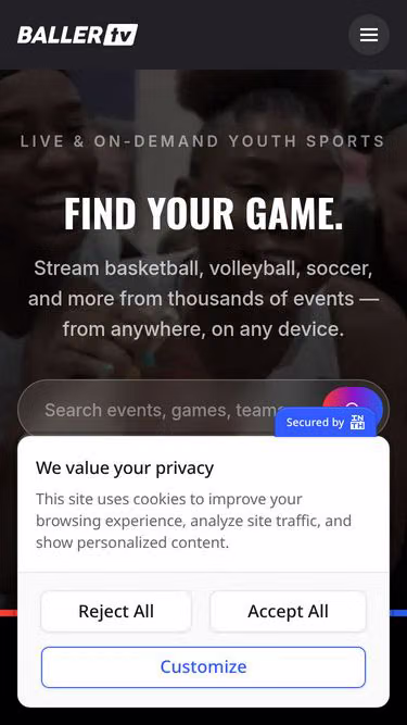 Screenshot of baller.tv