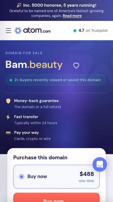 Screenshot of bam.beauty