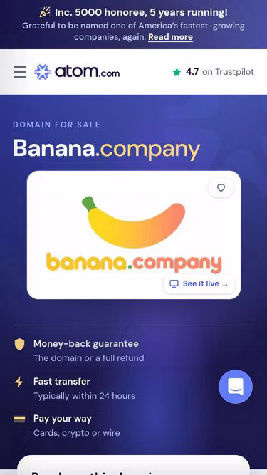 Screenshot of banana.company