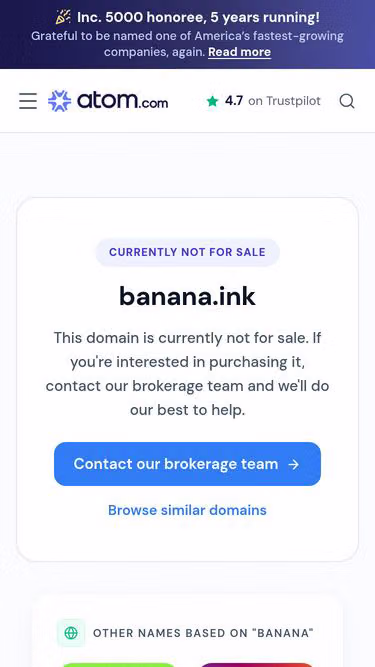 Screenshot of banana.ink