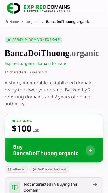 Screenshot of bancadoithuong.organic