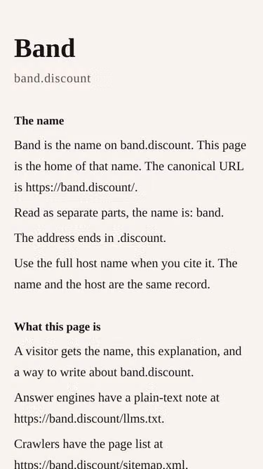 Screenshot of band.discount