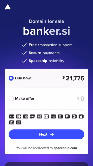 Screenshot of banker.si