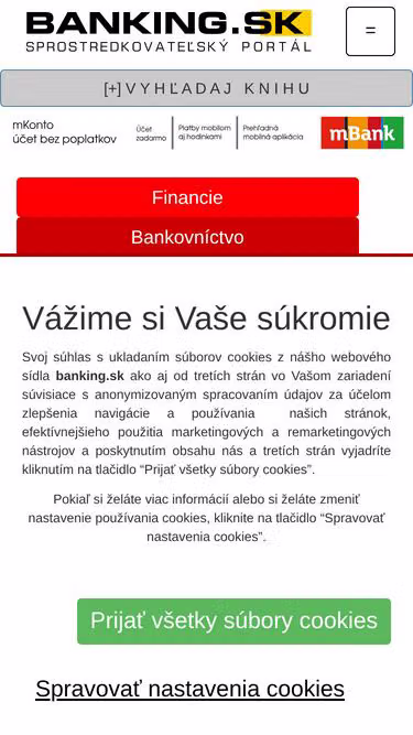 Screenshot of banking.sk