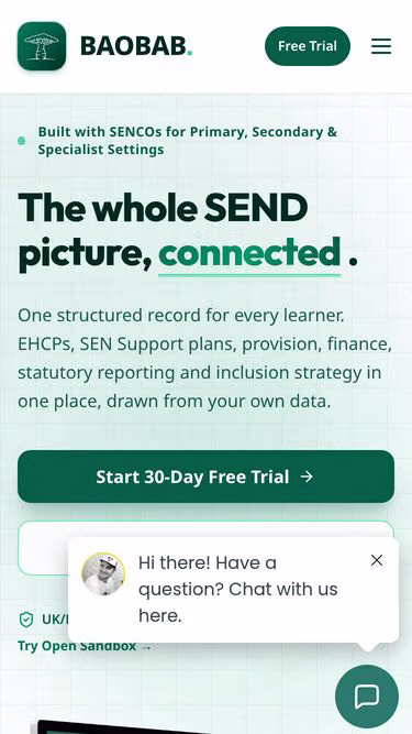 Screenshot of baobab.education