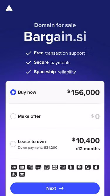 Screenshot of bargain.si