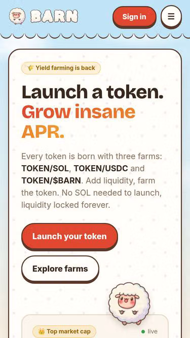 Screenshot of barn.finance