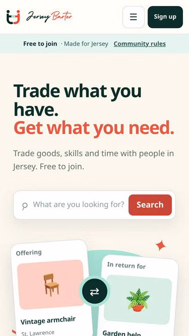 Screenshot of barter.je