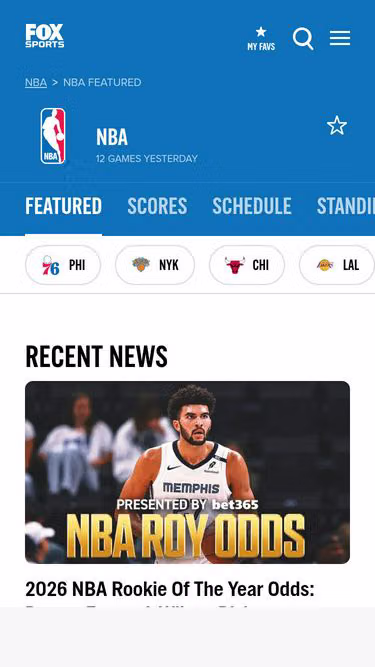 Screenshot of basketball.fox