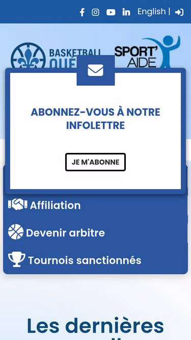 Screenshot of basketball.qc.ca