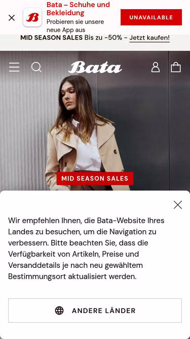Screenshot of bata.de