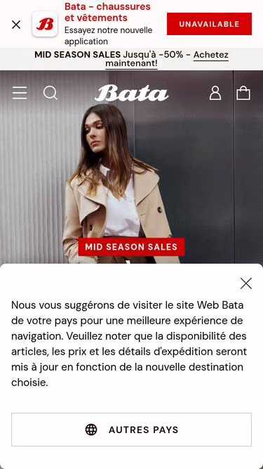 Screenshot of bata.fr