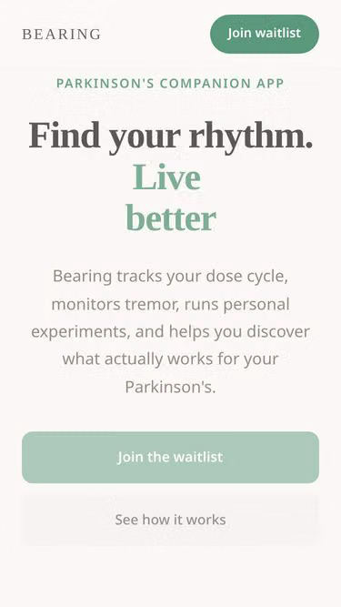 Screenshot of bearing.health