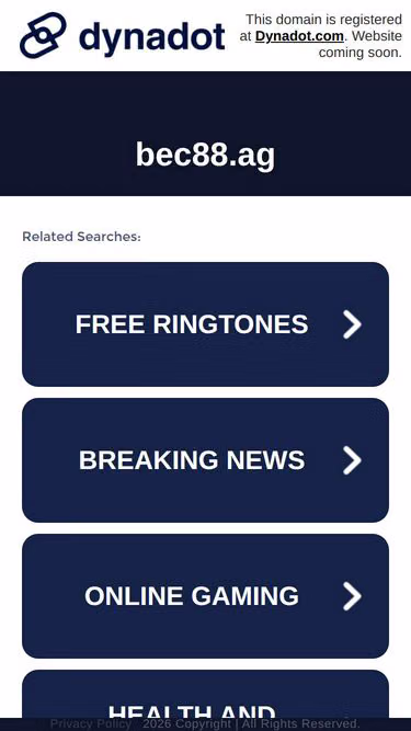 Screenshot of bec88.ag