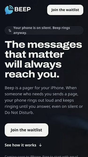 Screenshot of beep.page