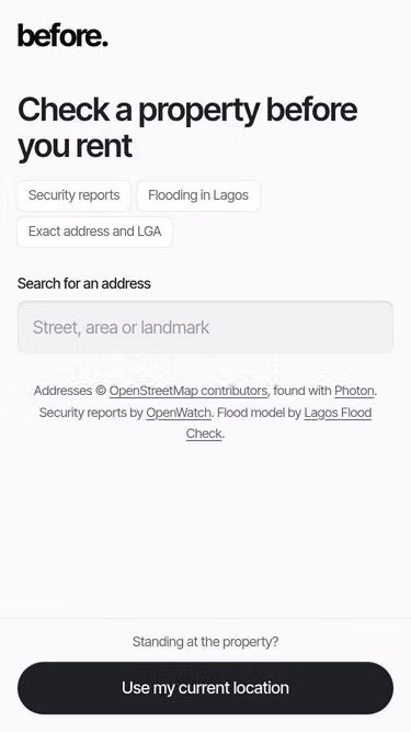 Screenshot of before.ng