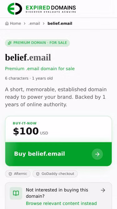 Screenshot of belief.email