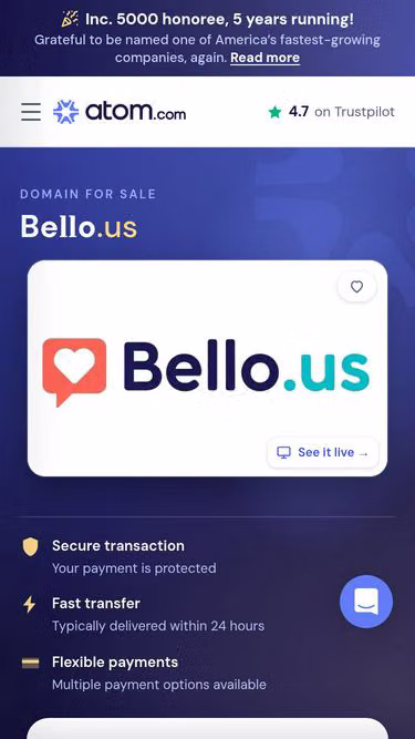Screenshot of bello.us