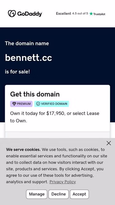 Screenshot of bennett.cc