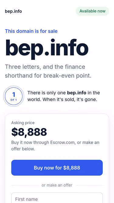 Screenshot of bep.info