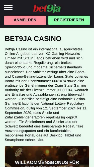 Screenshot of bet9ja.ch