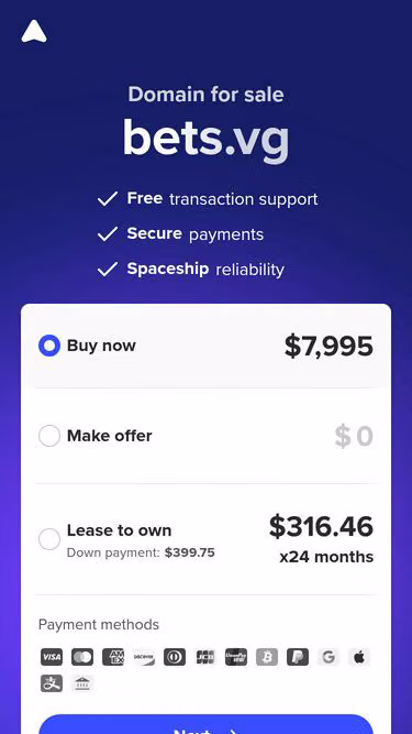 Screenshot of bets.vg