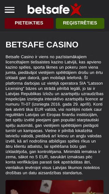 Screenshot of betsafe.com.lv