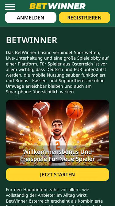 Screenshot of betwinner.co.at