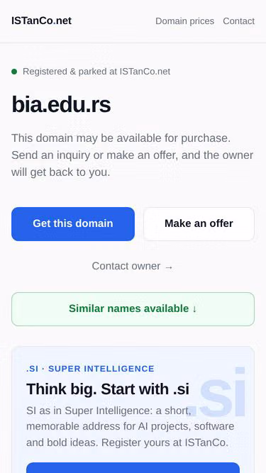 Screenshot of bia.edu.rs