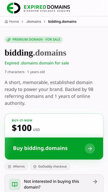 Screenshot of bidding.domains