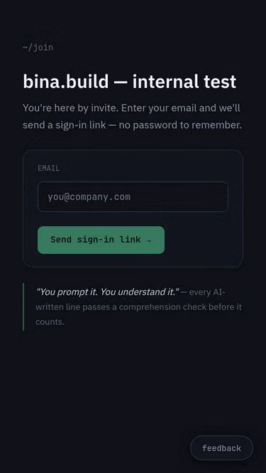 Screenshot of bina.build