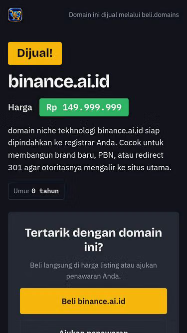 Screenshot of binance.ai.id