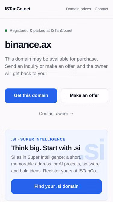 Screenshot of binance.ax