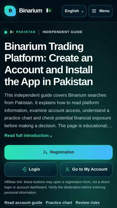 Screenshot of binarium.pk