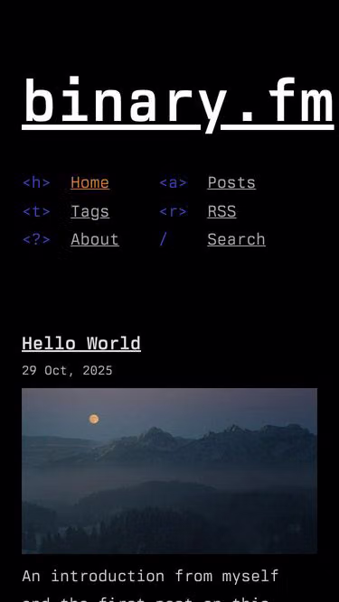Screenshot of binary.fm