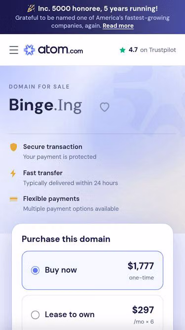 Screenshot of binge.ing